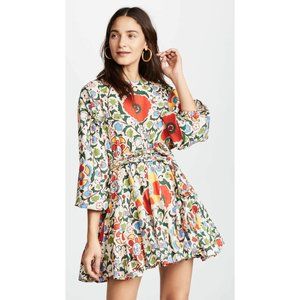 Rhode Resort Ella Floral Printed Crew Neck Christmas Mini Dress S
